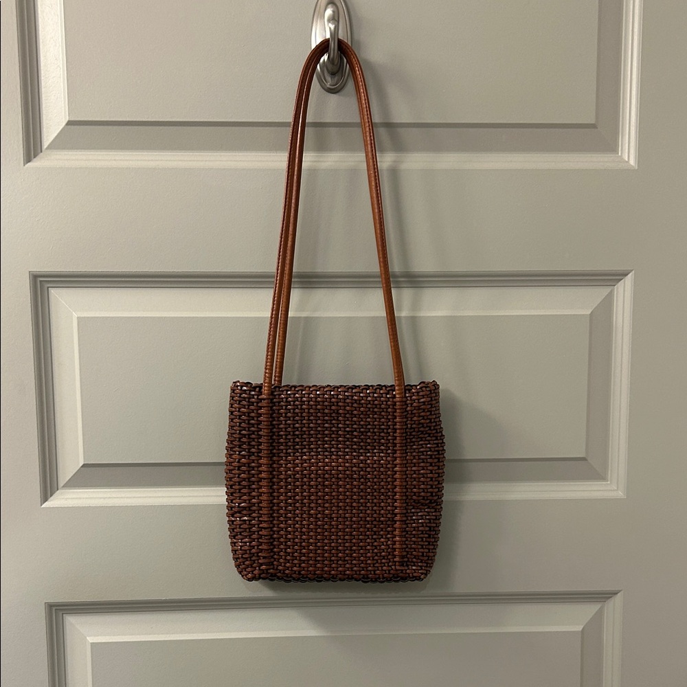Nine West Dark Brown Woven Shoulder Bag